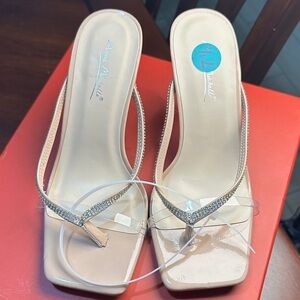 Anne Michelle Nude Rhinestone Heels